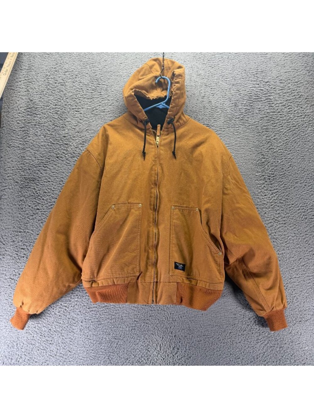 Walls Work Wear Mens Hooded Jacket XL Regular Brown Cotton Blend Fleece Lined